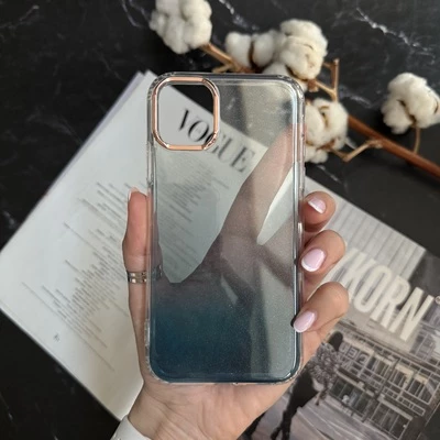 Силіконовий чохол з блискітками Shine OMBRE для iPhone 13 Pro Max Sea Blue