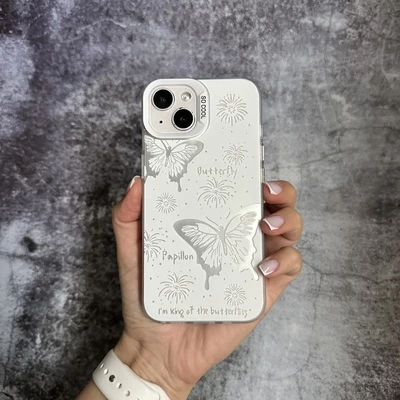Чохол з полікарбонату з 3D зображенням Butterfly Case для iPhone 15 White