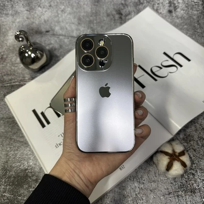 Чохол скляний з хромованим обідком Titanium Case для iPhone 13 Pro Max Silver