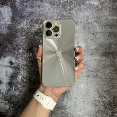 Чохол імітація скла Laser Disco case 3D logo для iPhone 15 Pro Dark Grey