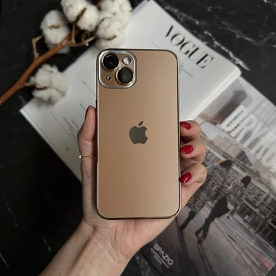 Чохол матовий імітація скла Desert Titanium для iPhone 15 Dark Gold