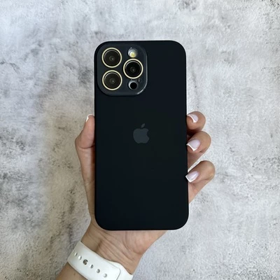 Чохол з силікону і покриттям Soft Touch мікрофібра для iPhone 15 Pro Black