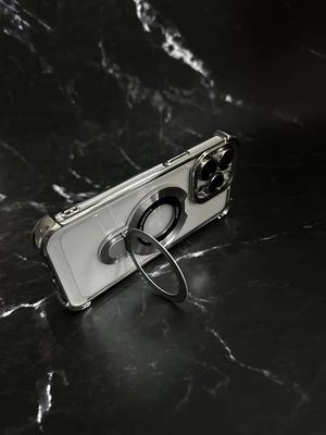 Чохол силіконовий ударостійкий з Magsafe і підставкою для iPhone 15 Silver